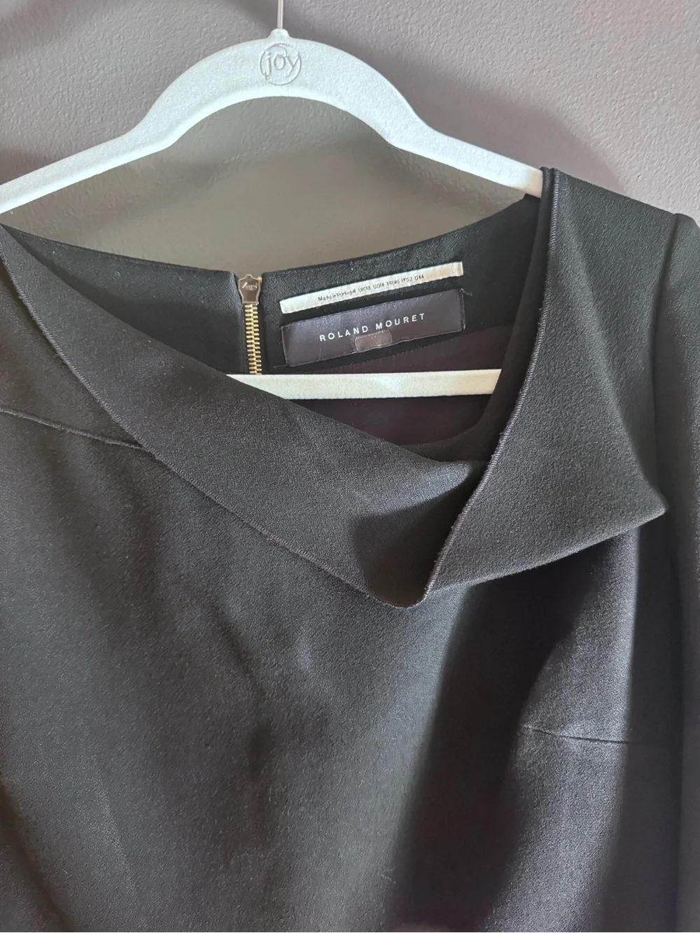 Roland Mouret Black Long Sleeve Draped Neck Dress - Picture 2 of 14